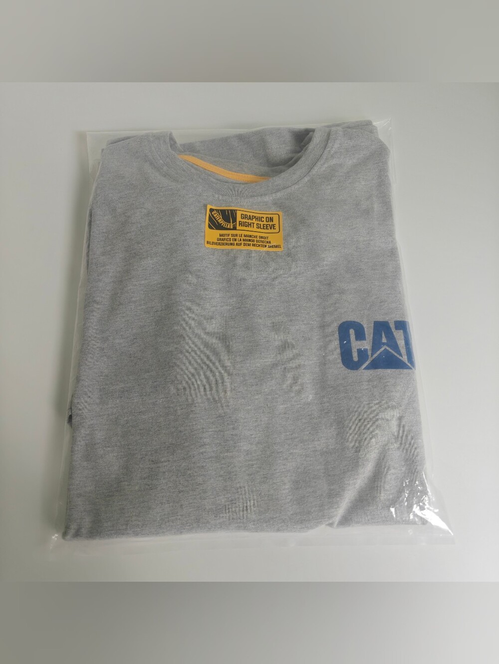 CAT Caterpillar Banner L/S T Heather Gray Crewneck Logo Graphic Tagless Size M